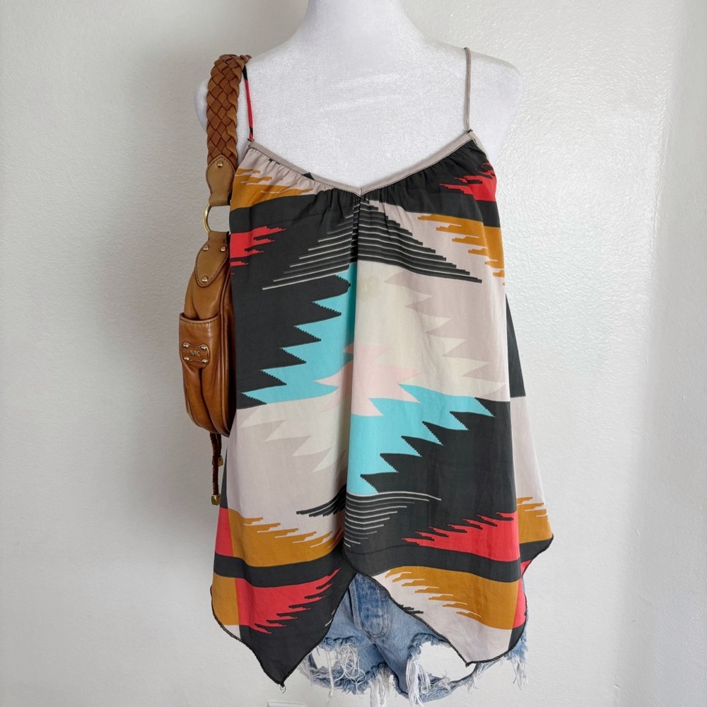 Billabong Geometric Print Handkerchief Hem Cami Top - Size M